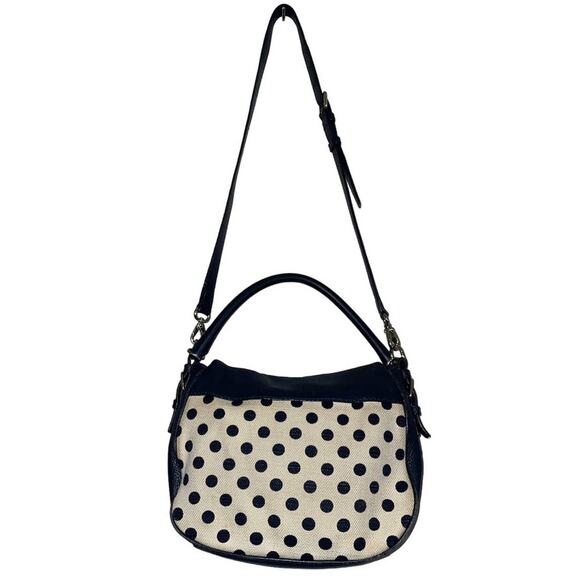 Kate Spade NY Navy Polka Dot Cobble Hill Canvas & Leather Devin Convertible Bag - Picture 5 of 10